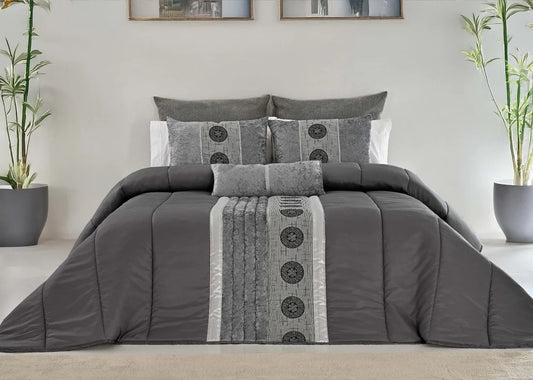Pack Tóquio GRIS OSCURO – Colcha + 2 Pares de Cortinas a Juego
