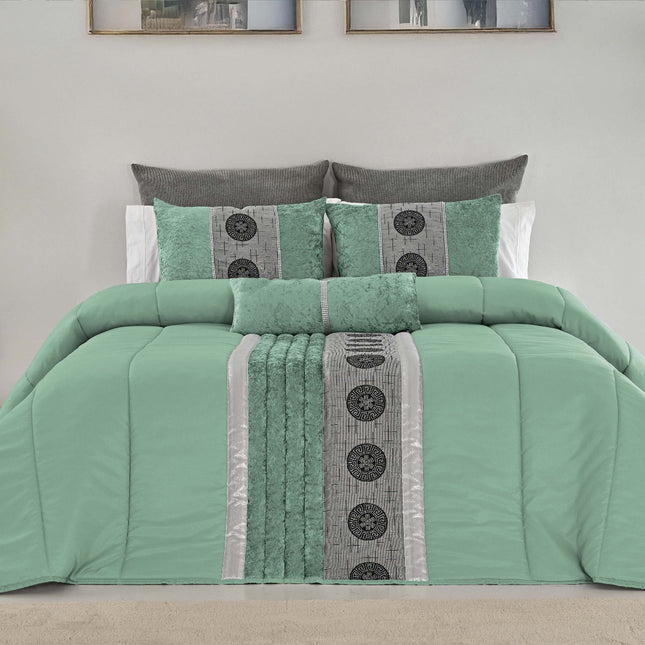 🏯 TOQUIO Colcha Elegante – Conjunto Decorativo com Três Almofadas, 250 x 260 cm - COR VERDE