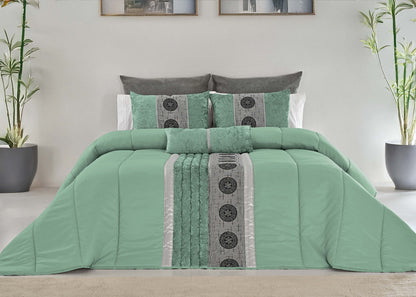 🏯 Colcha TOQUIO Elegante – Conjunto Decorativo con Tres Almohadas, 250 x 260 cm - COLOR VERDE