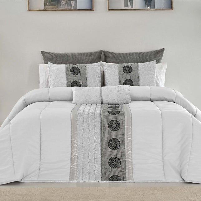 🏯 TOQUIO Colcha Elegante – Conjunto Decorativo com Três Almofadas, 250 x 260 cm - BRANCO