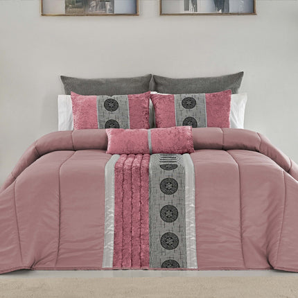 Pack Siena Rosa – Colcha + 2 Pares de Cortinas a Juego