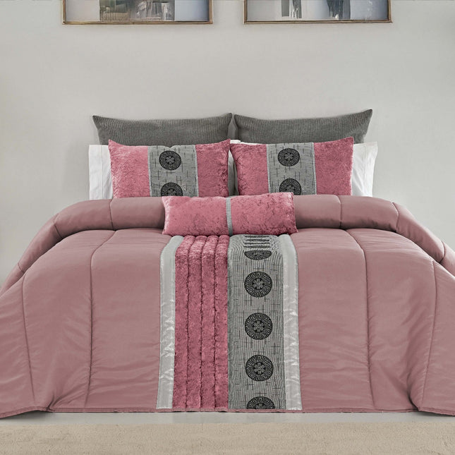 🏯 TOQUIO Colcha Elegante – Conjunto Decorativo com Três Almofadas, 250 x 260 cm - COR ROSA