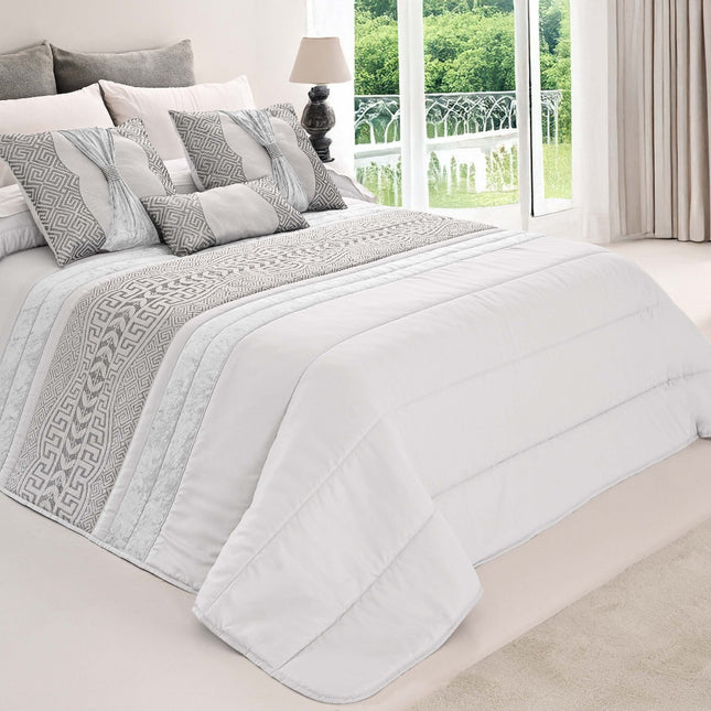 Colcha elegante SUZY – Conjunto decorativo com três almofadas, 250 x 260 cm - BRANCO