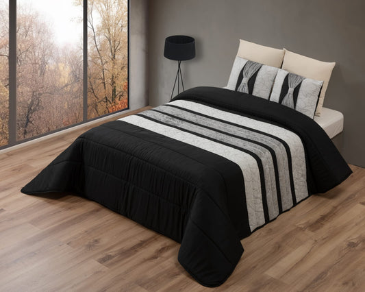 Colcha SOFIA Elegante – Conjunto Decorativo con Tres Almohadas, 250 x 260 cm - COLOR NEGRO