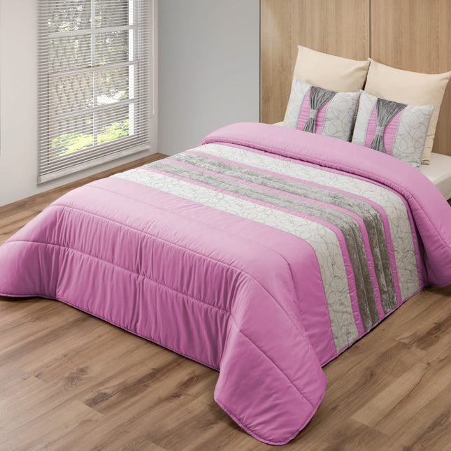 Elegante colcha SOFIA – Conjunto decorativo com três almofadas, 250 x 260 cm - ROSA