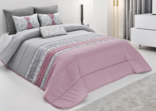 Colcha TROPICAL Elegante – Conjunto Decorativo con Tres Almohadas, 250 x 260 cm - COLOR ROSA