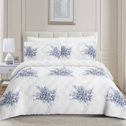 Colcha Bouti Reversible  — Modelo FLORES AZUL