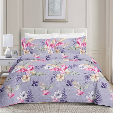 Colcha Bouti Reversible  — Modelo FLORAL LILA