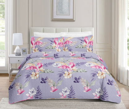 Colcha Bouti Reversible  — Modelo FLORAL LILA