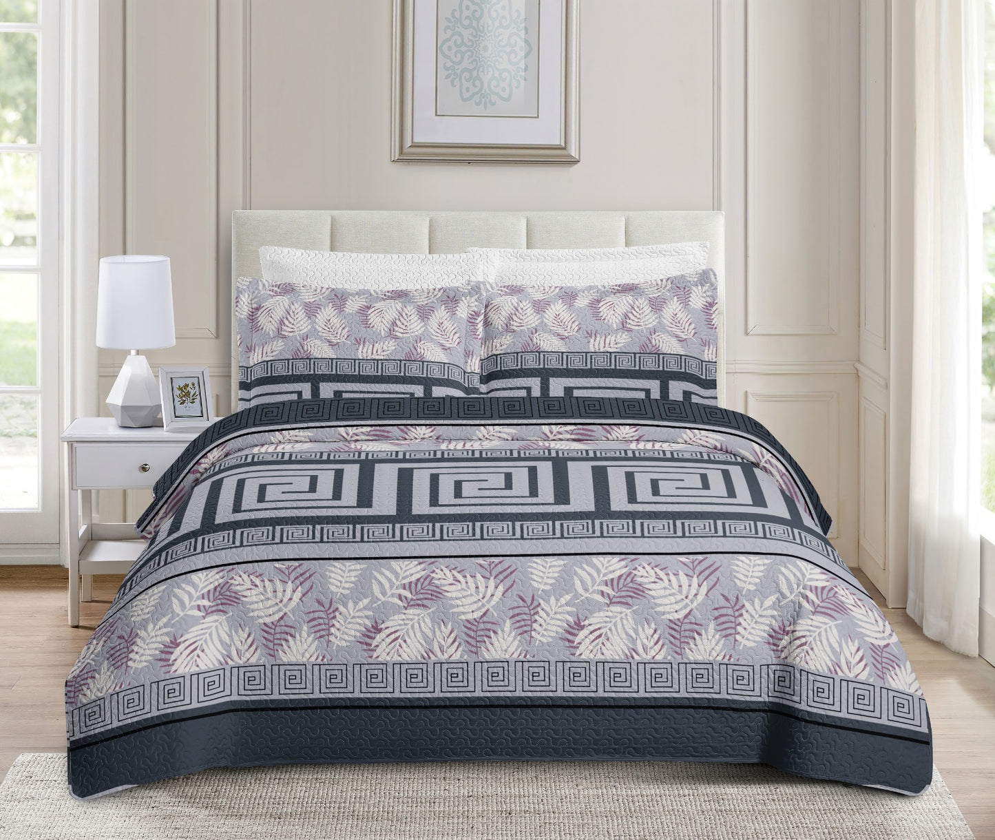 Colcha Bouti Reversible  — Modelo FLORES VSCE GRIS