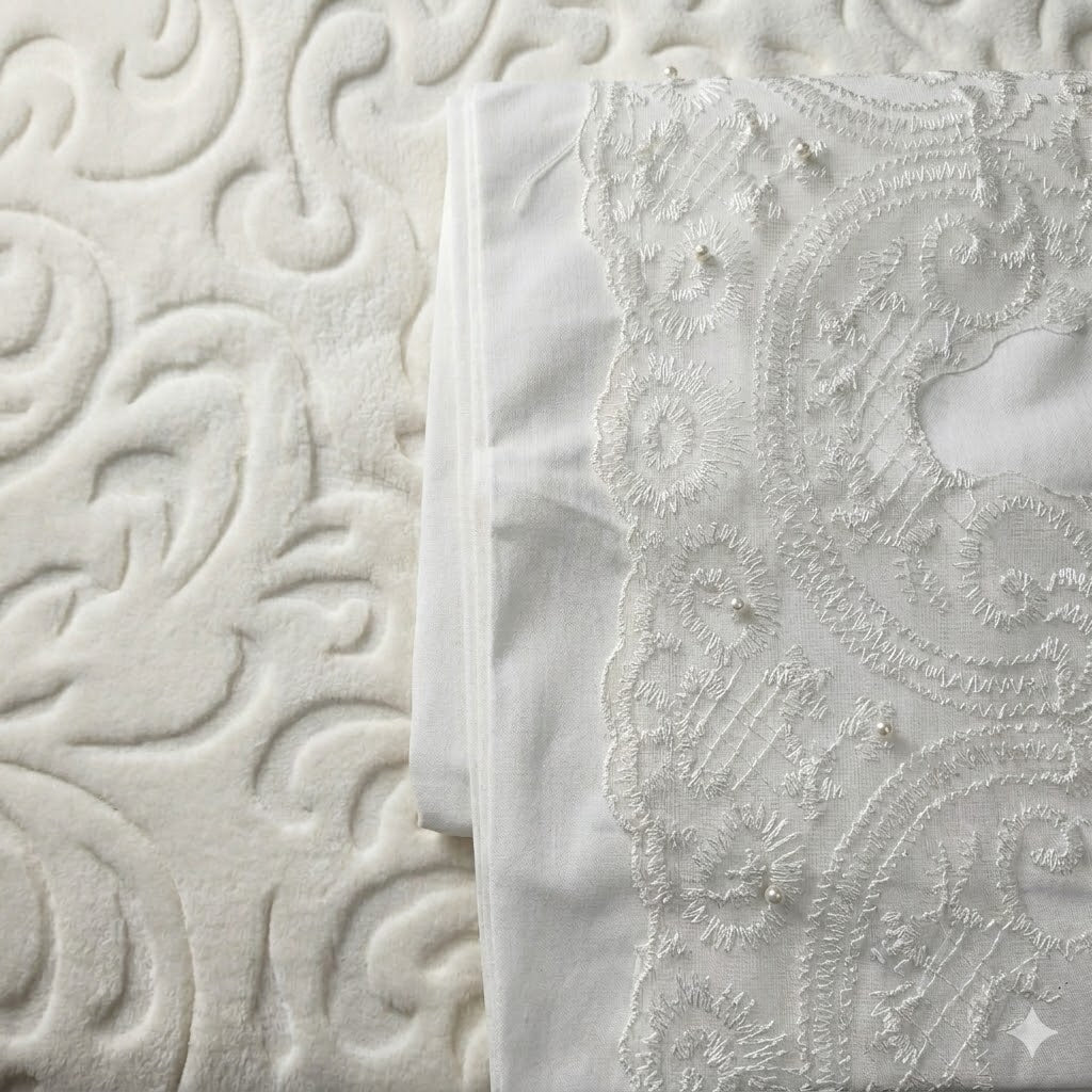 Conjunto de cobertores Banu Cream – Elegância e aconchego para seu quarto