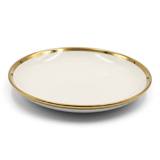 🏷 Prato fundo em cerâmica Ø23 cm – Elegante orla dourada