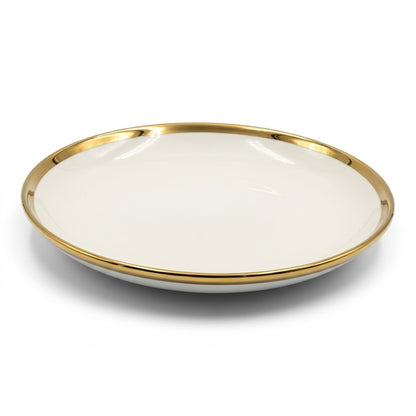 🏷 Prato fundo em cerâmica Ø23 cm – Elegante orla dourada