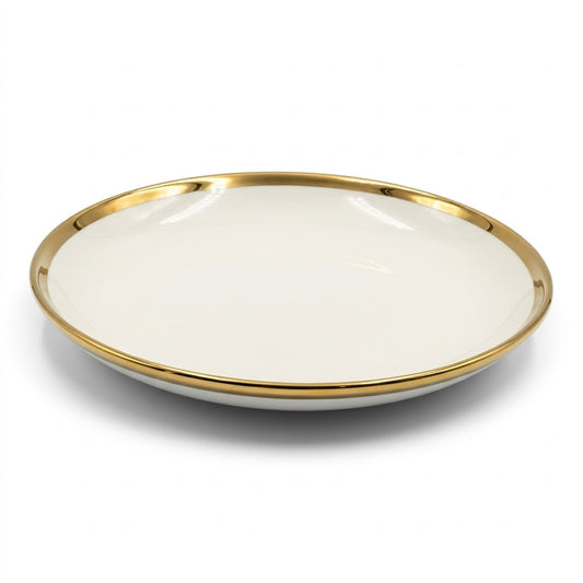 🏷 Prato fundo em cerâmica Ø23 cm – Elegante orla dourada