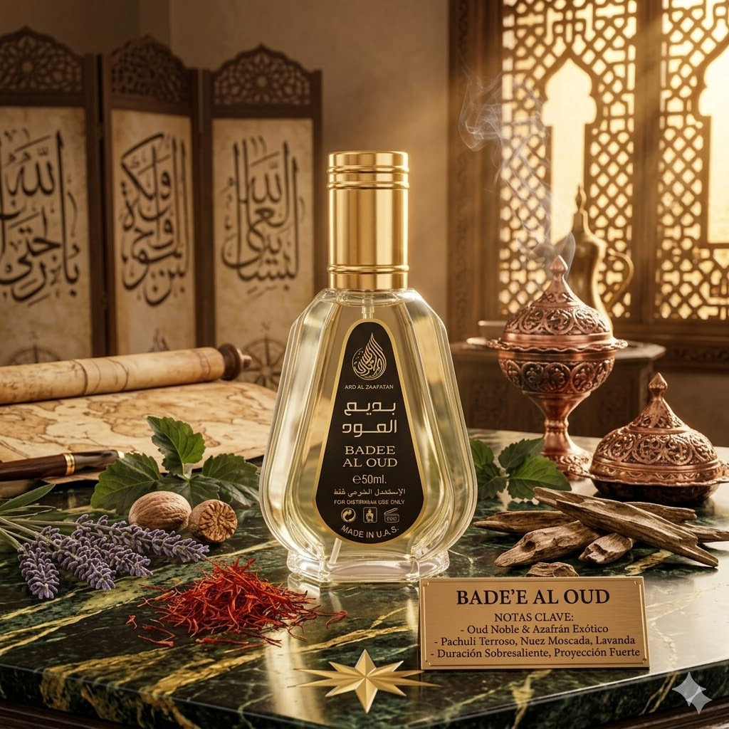Bade'e Al Oud (50ml) de Ard Al Zaafaran: El Perfume Árabe Unisex de Larga Duración Perfecto para Noches y Climas Fríos