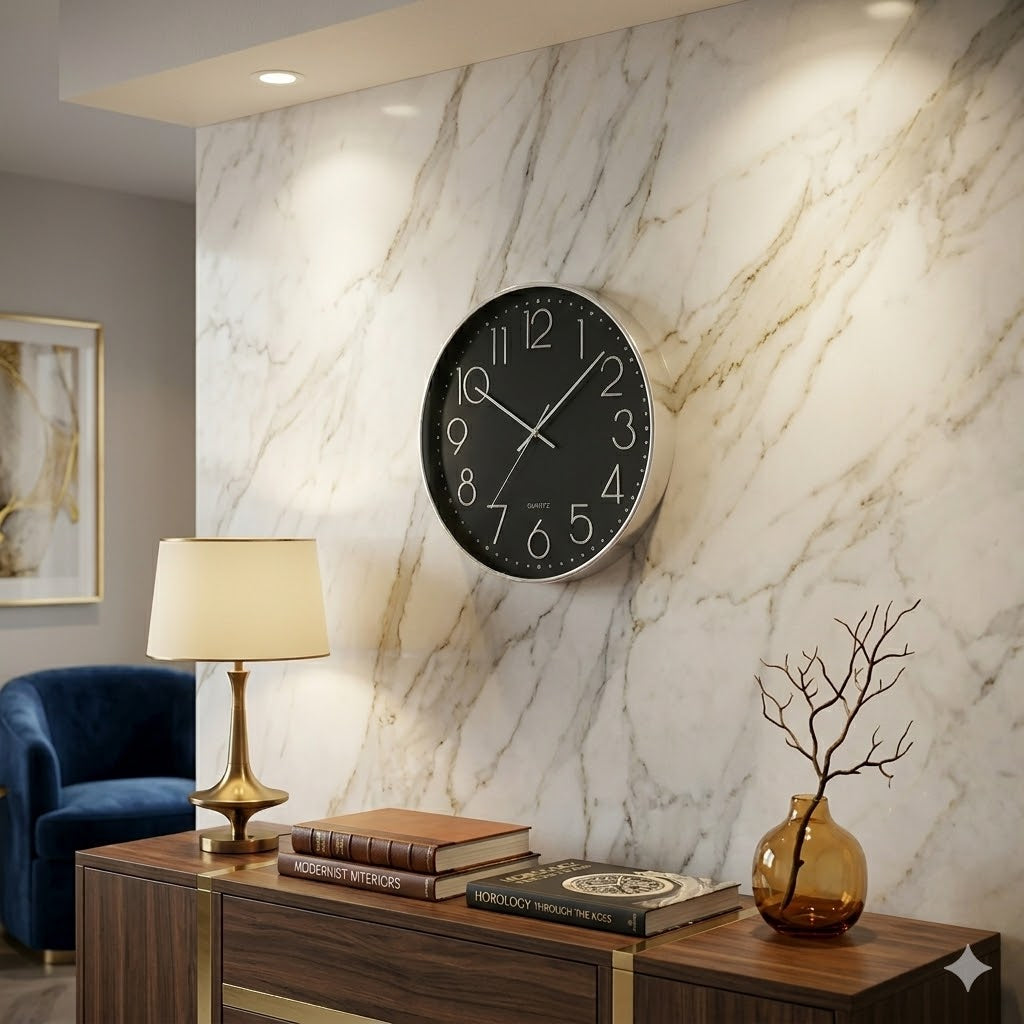 Reloj de Pared Redondo Negro Quartz