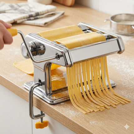 Máquina Manual para Pasta 150mm de Acero Inoxidable – 9 Niveles de Grosor con Doble Cortador