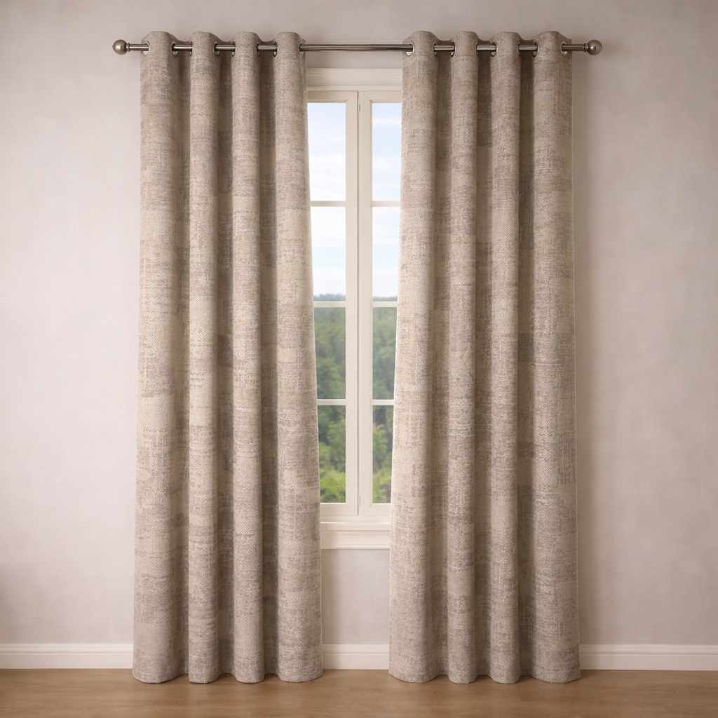 CORTINA JACQUARD MODELO CASERTA 140 x 240 CM – COLOR TAUPE