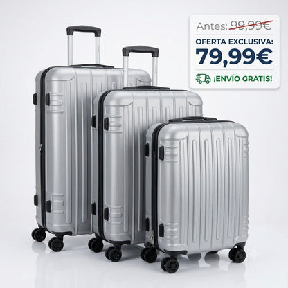✈️ Set de 3 Maletas Rígidas de Viaje - ¡Tu compañero perfecto para cualquier aventura!