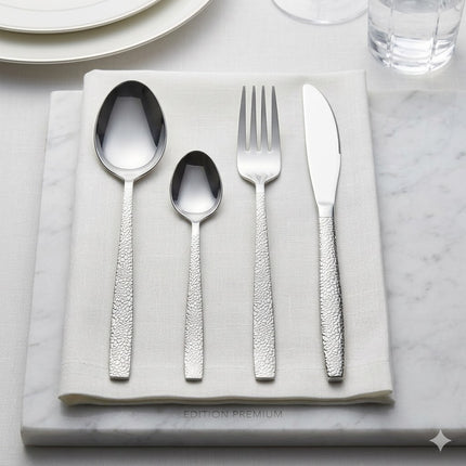 Set de 24 Piezas de Cubiertos de Acero Inoxidable con Mango Textura Piedra
