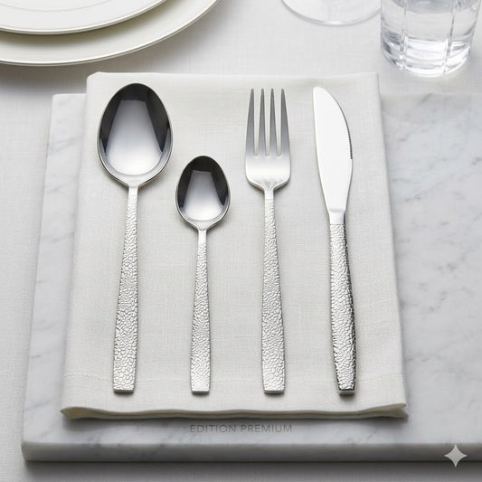 Set de 24 Piezas de Cubiertos de Acero Inoxidable con Mango Textura Piedra