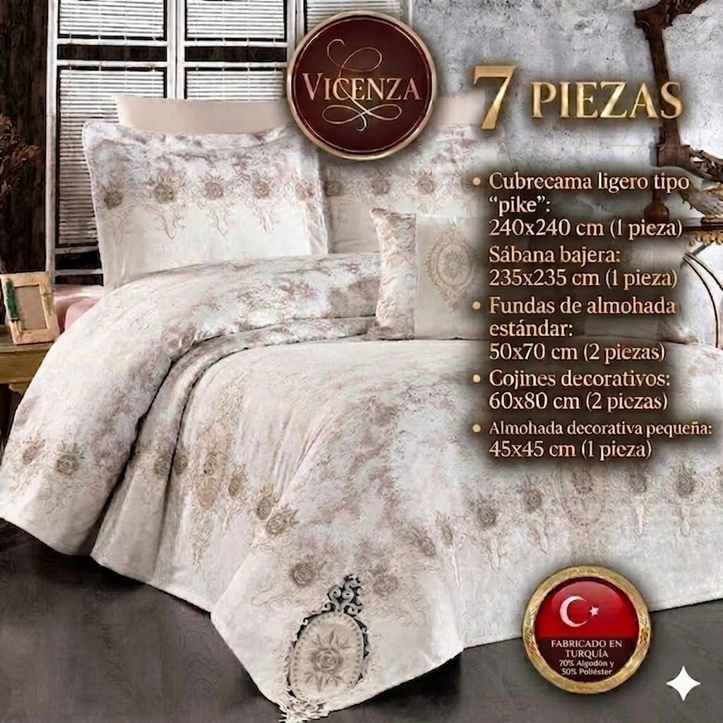 Conjunto de cama de luxo Vicenza – Elegância clássica com estilo barroco