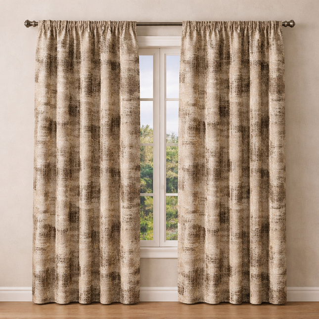Cortinas Blackout de Poliéster, Padrão de Ondas, 140x260cm - 2 Peças, Elegantes e Modernas - Cinza