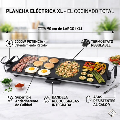 🔥 Chapa Elétrica XL 90 cm – 2000W | Cozedura Uniforme e Profissional em Casa