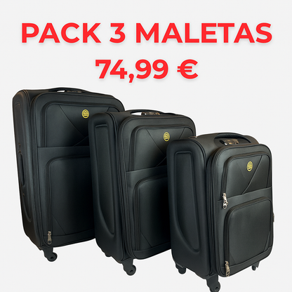 ✈️ Pack de 3 Maletas Resistentes y Elegantes – Viaja con Estilo y Seguridad - COLOR NEGRO