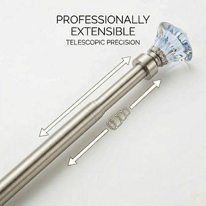 Varão Extensível 160-310 cm com Remate de Cristal Ondulado – Prata ✨