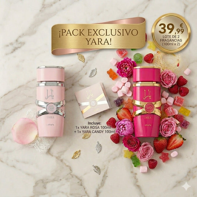 💞 Yara Crush + Yara Pink Pack – Lattafa (2x100 ml) · Perfumes árabes doces, frutados e elegantes para mulher