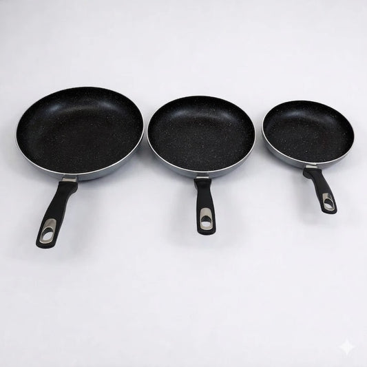 🥘 Conjunto de 3 Frigideiras Antiaderentes de Mármore – 20, 24 e 28 cm
