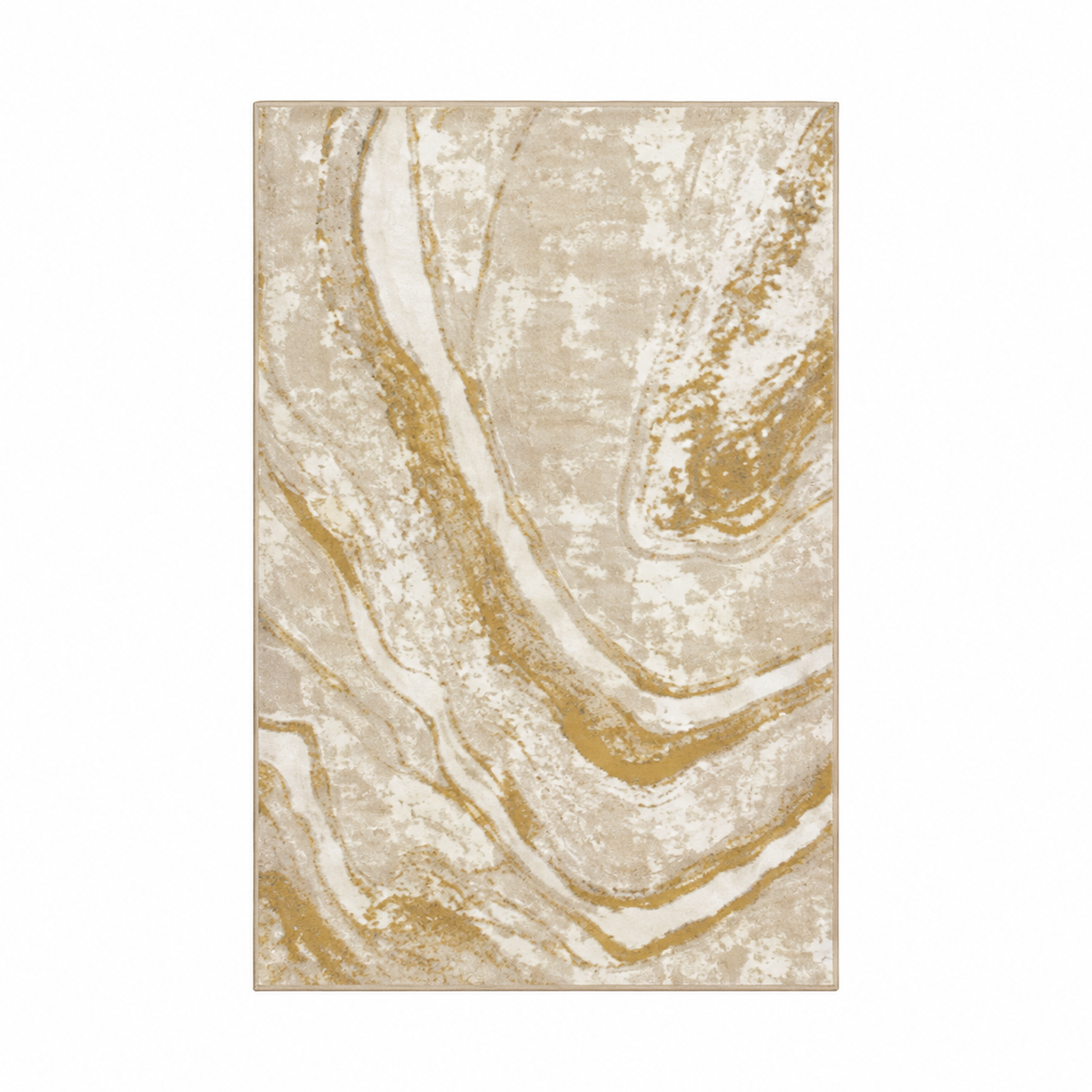 Alfombra Mármol de Vetas Curvas en Beige o Marrón — Beige / Dorado — imagen provisional del proveedor