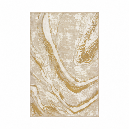 Alfombra Mármol de Vetas Curvas en Beige o Marrón — Beige / Dorado — imagen provisional del proveedor