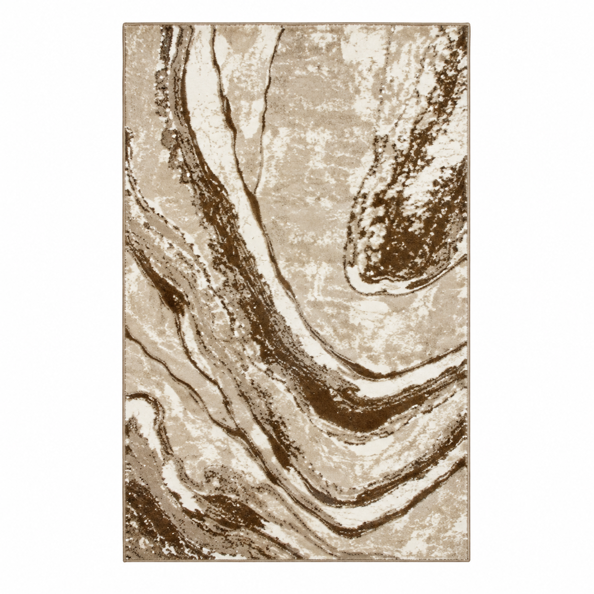 Alfombra Mármol de Vetas Curvas en Beige o Marrón — Marrón / Beige — imagen provisional del proveedor
