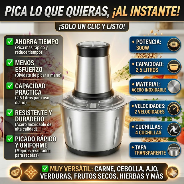 Teffo Electric Food Chopper – Glass Bowl, Double Blade and High Power Motor