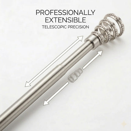 Barra de Cortina Extensible 160-310 cm con Remate Espiral Decorativo Brillante – Plata ✨