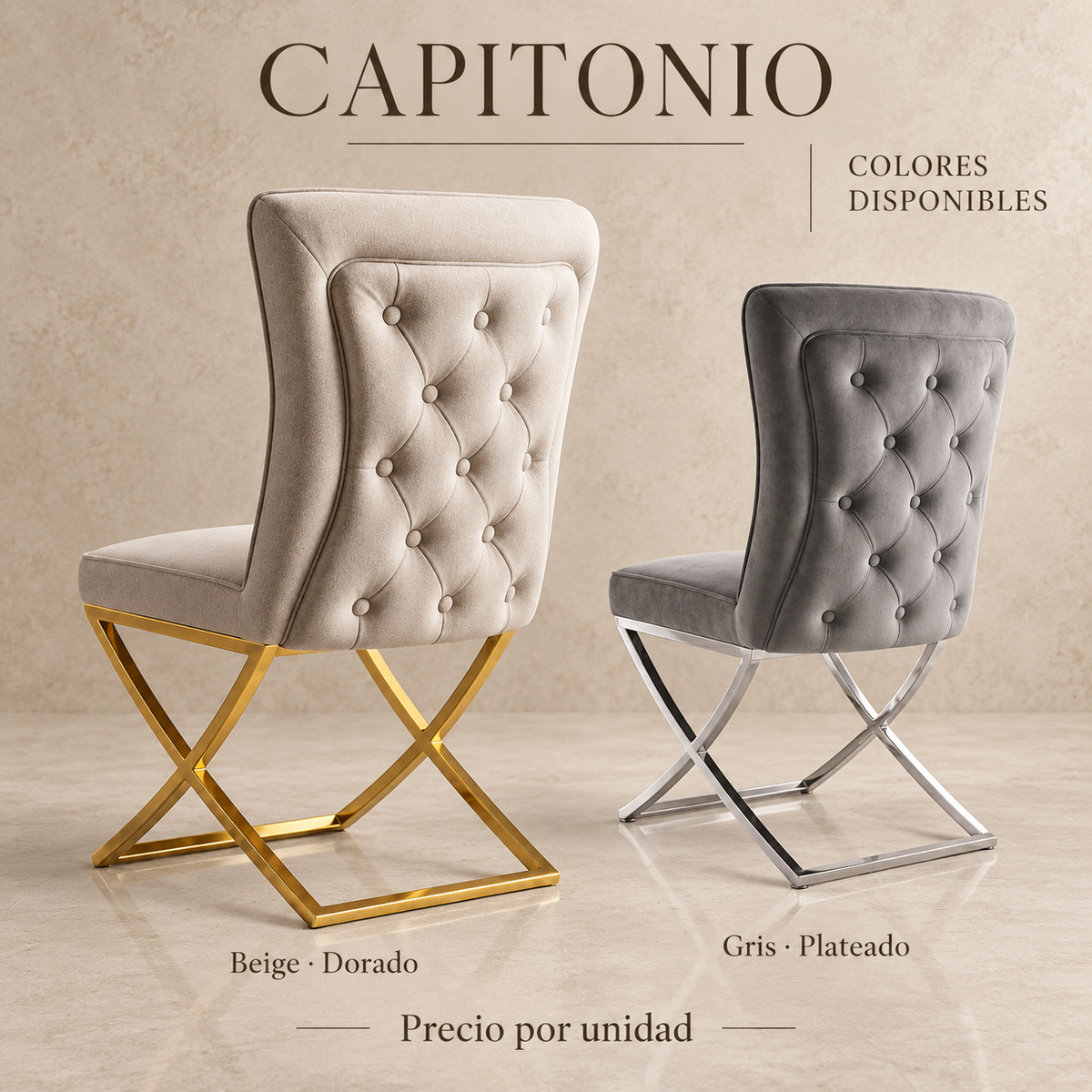 Silla Capitonio · Colores disponibles · Precio por unidad