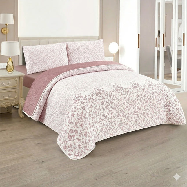 Edredom Boutis para primavera e verão, liso reversível em dois tons - MODELO FLOWER