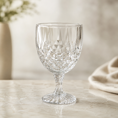 Set de 12 Copas de Vidrio con Relieve Diamante – Modelo Nadia