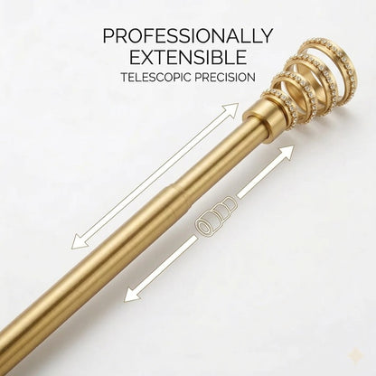 Varão de Cortina Extensível 160-310 cm com Ponteira Espiral Decorativa Brilhante – Dourado ✨