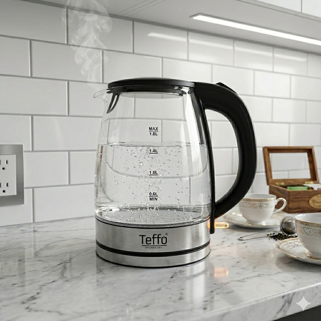 Hervidor Eléctrico de Cristal Aura 1,8L con Luz LED
