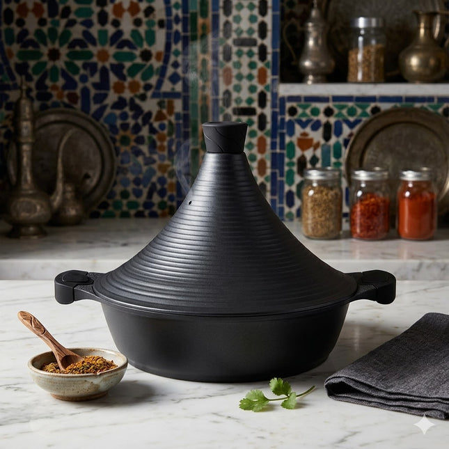 Tajine Antiadherente 28 cm con Tapa Cónica – Cocina más jugosa y uniforme en inducción