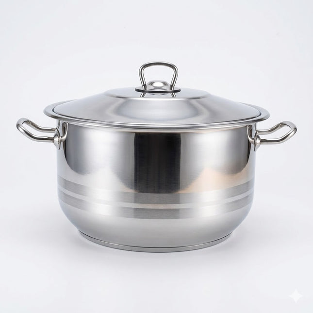 Panela em aço inoxidável com tampa — 12L — Cozinha Familiar