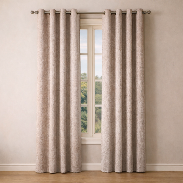 Cortinas Blackout de Poliéster, Padrão de Ondas, 140x260cm - 2 Peças, Elegantes e Modernas - Cinza