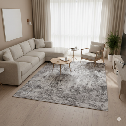 Alfombra Abstracta Mármol Grafito