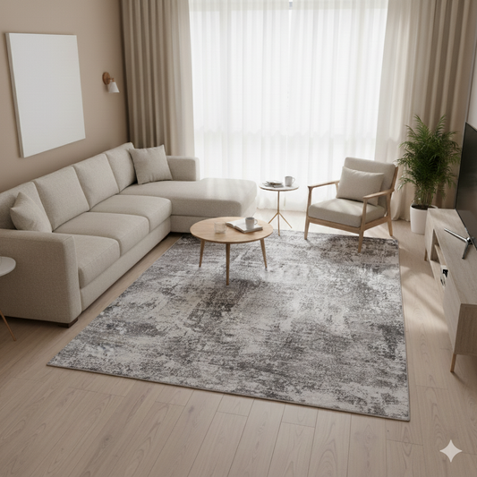 Alfombra Abstracta Mármol Grafito