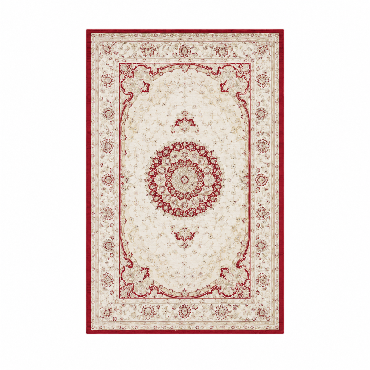 Alfombra Clásica Crema y Rojo con Medallón — Crema / Rojo — imagen provisional del proveedor