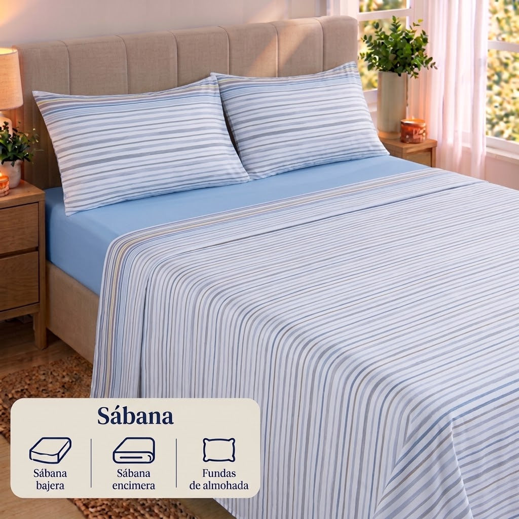 Juego de Sábanas Suaves y Elegantes – Disponible para cama de 90, 135 y 150 con 2 fundas de almohada