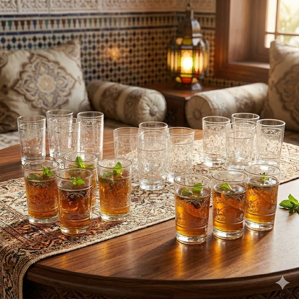 Set de 12 Vasos de Vidrio con Diseño Decorativo – 180 ml